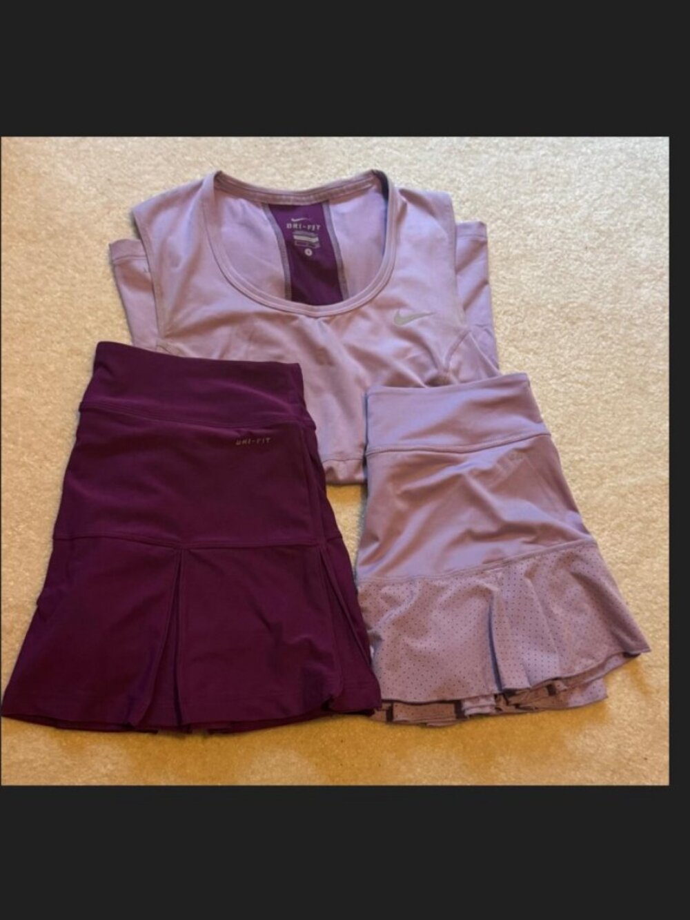 Nike Tennis/Pickleball top & 2 separate skirts to make a set - size Small